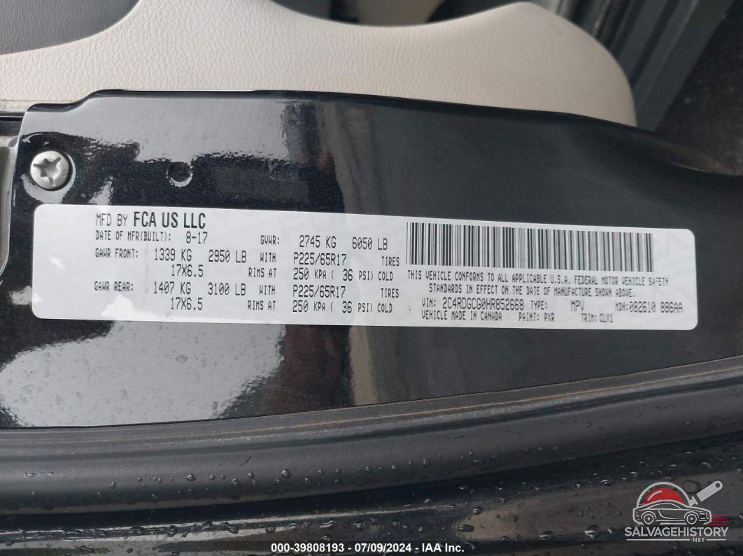 2C4RDGCG0HR852668 2017 DODGE GRAND CARAVAN photo no. 9