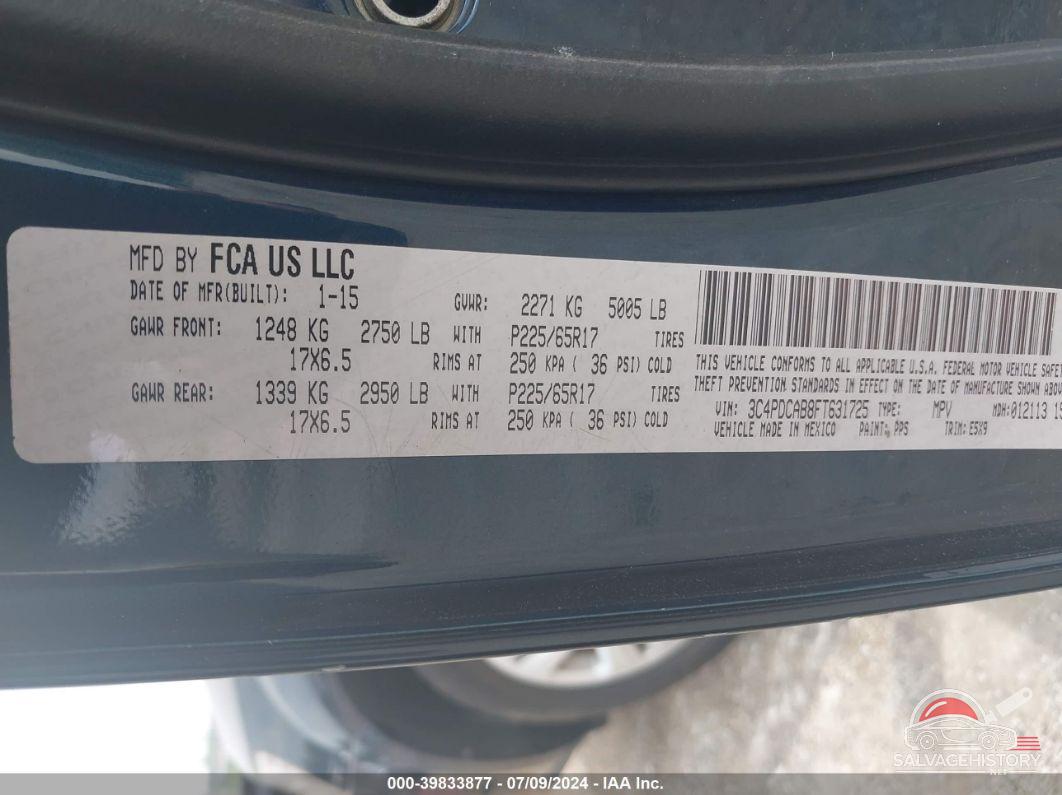 3C4PDCAB8FT631725 2015 DODGE JOURNEY photo no. 9