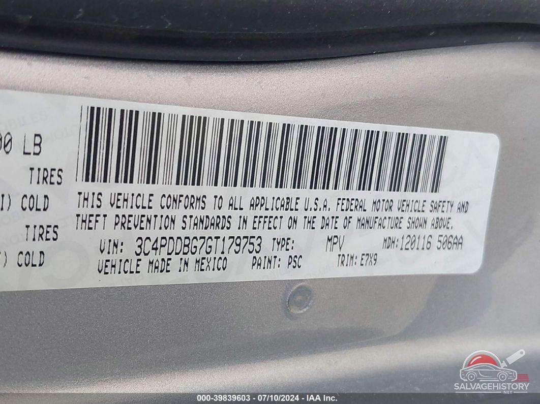 3C4PDDBG7GT179753 2016 DODGE JOURNEY photo no. 9
