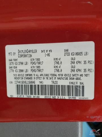 1D7HA16KX6J160846 2006 DODGE RAM 1500 photo no. 12