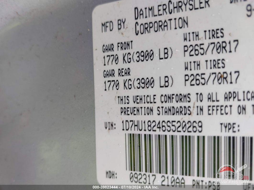 1D7HU18246S520269 2006 DODGE RAM 1500 photo no. 9
