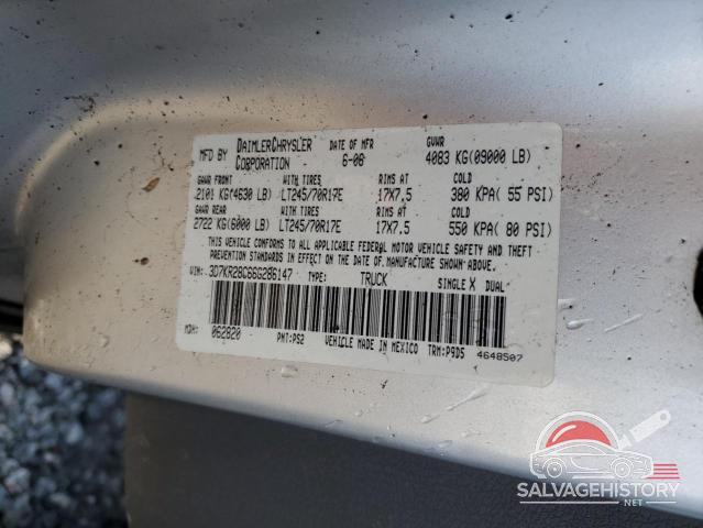 3D7KR28C66G286147 2006 DODGE RAM 2500 photo no. 12