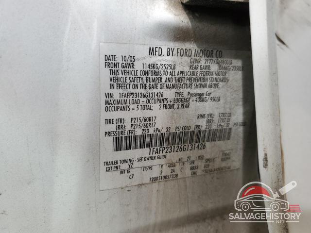 1FAFP23126G131426 2006 FORD 500 photo no. 13