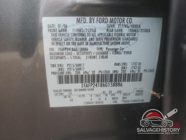 1FAFP24186G158886 2006 FORD 500 photo no. 12