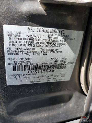 1FAHP24127G143889 2007 FORD 500 photo no. 12