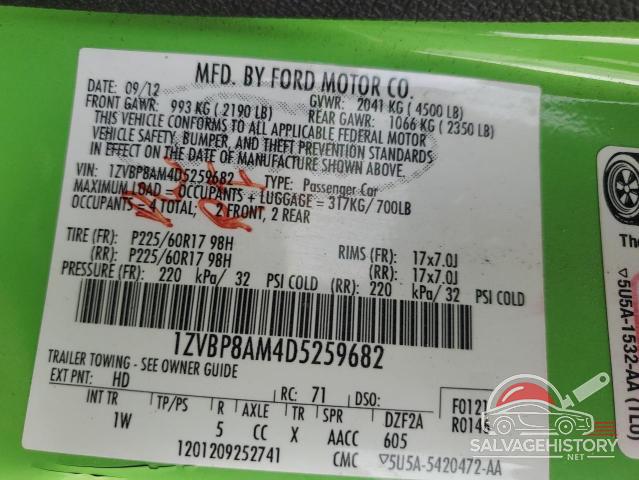 1ZVBP8AM4D5259682 2013 FORD ALL Models photo no. 12