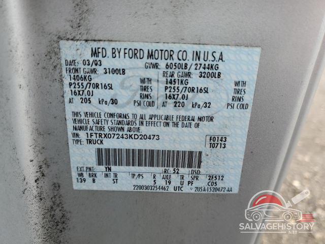 1FTRX07243KD20473 2003 FORD All Models photo no. 12