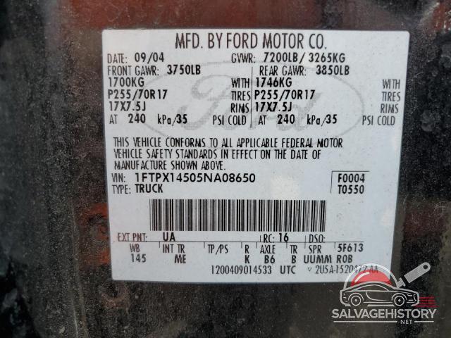 1FTPX14505NA08650 2005 FORD All Models photo no. 12