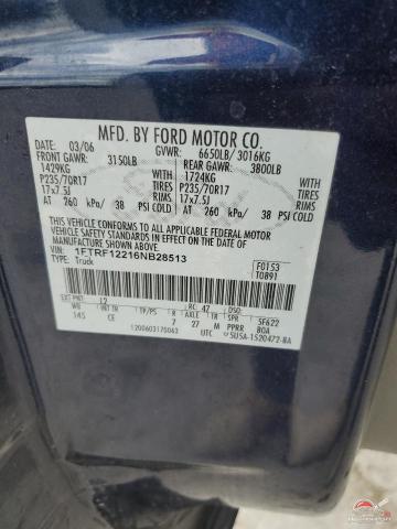1FTRF12216NB28513 2006 FORD All Models photo no. 12
