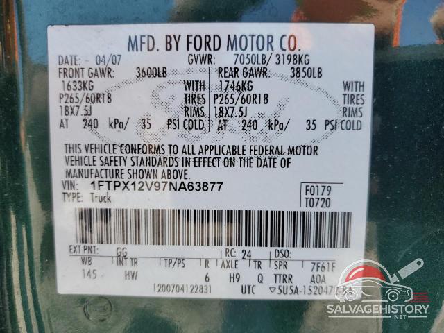 1FTPX12V97NA63877 2007 FORD All Models photo no. 13