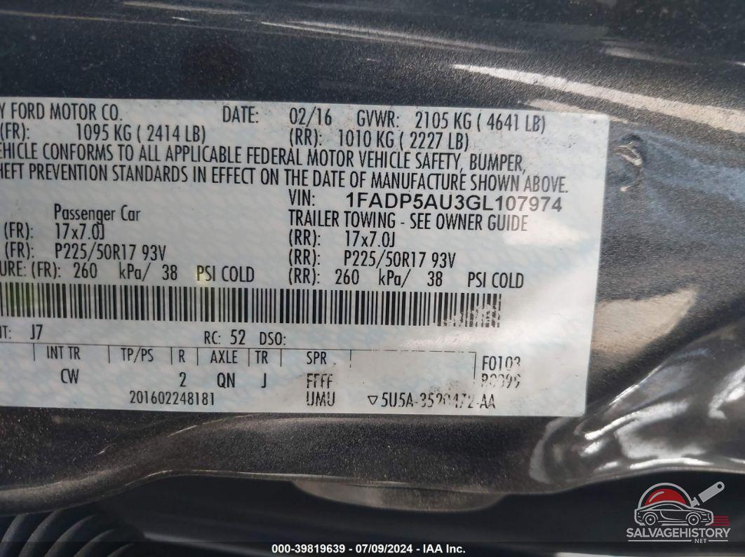 1FADP5AU3GL107974 2016 FORD C-MAX HYBRID photo no. 9