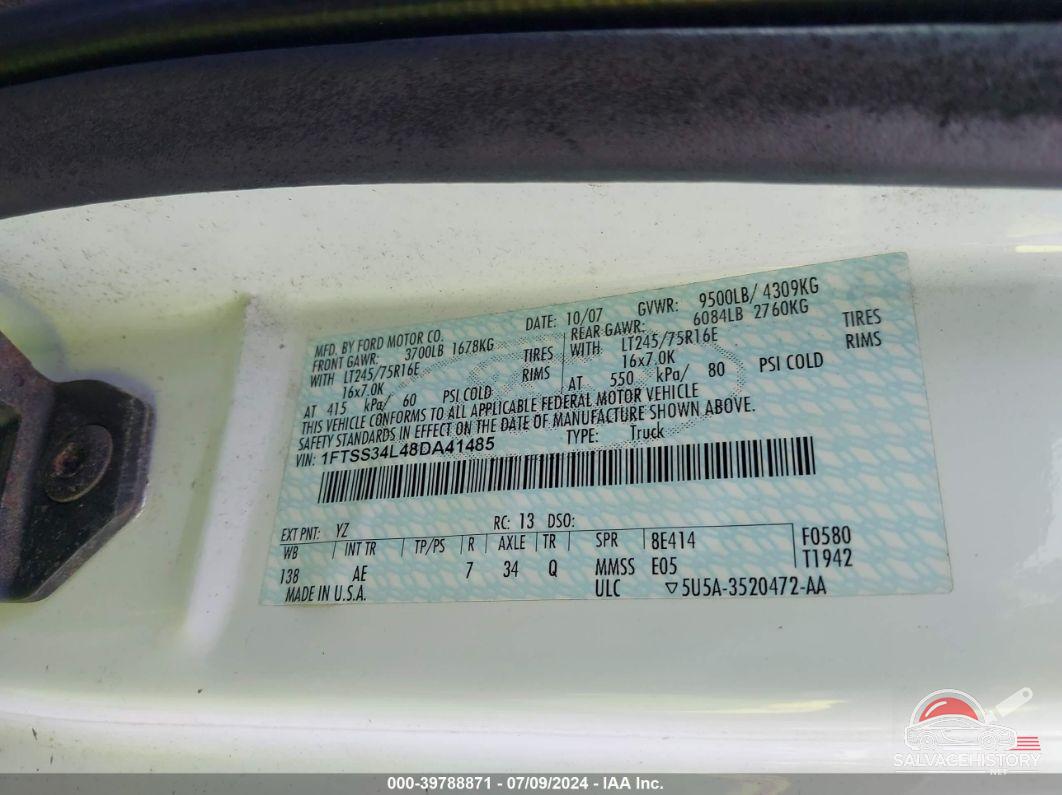 1FTSS34L48DA41485 2008 FORD E-350 SUPER DUTY photo no. 9