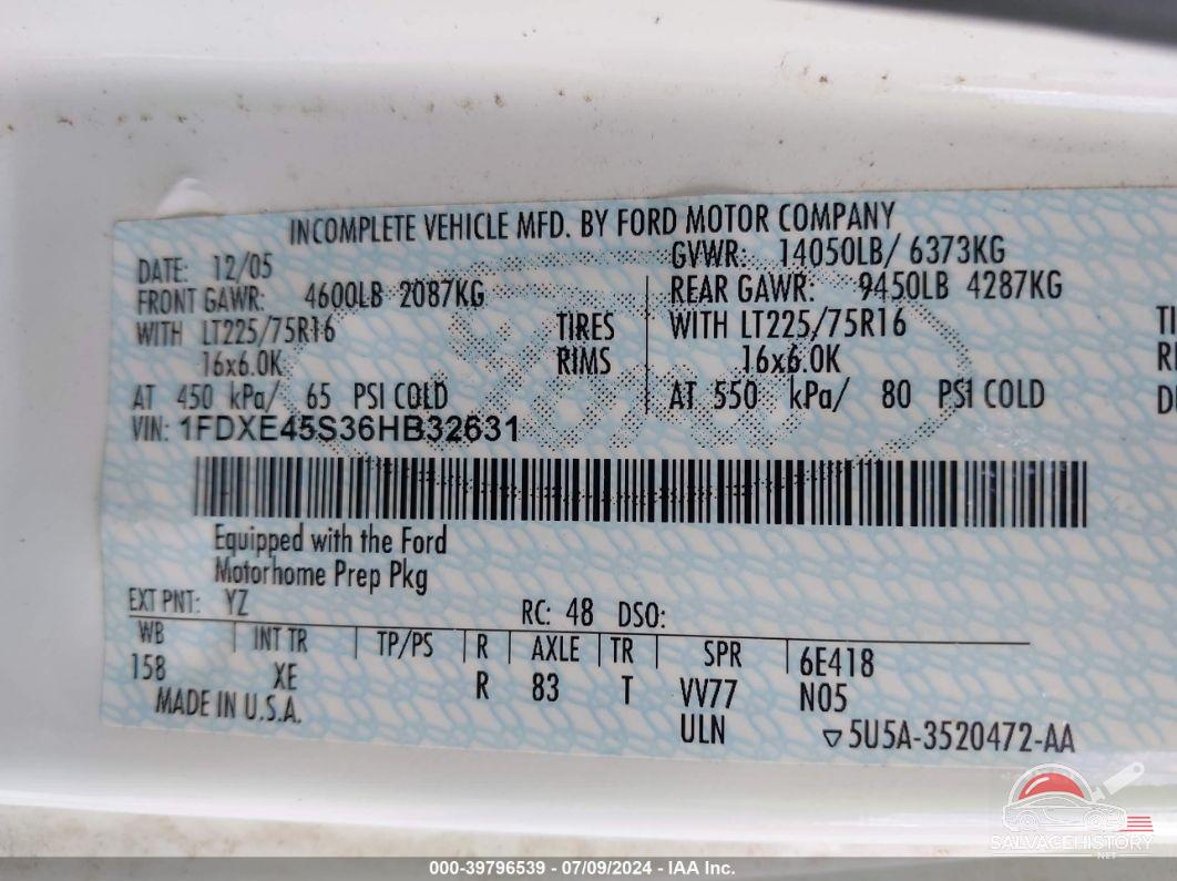 1FDXE45S36HB32631 2006 FORD E-450 CUTAWAY photo no. 8