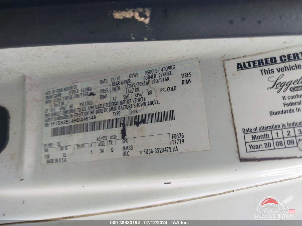 1FTSS3EL4BDA48149 2011 FORD ECONOLINE photo no. 9