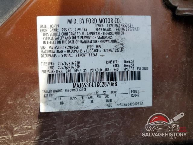 MAJ6S3GL1KC287068 2019 FORD ECOSPORT photo no. 13