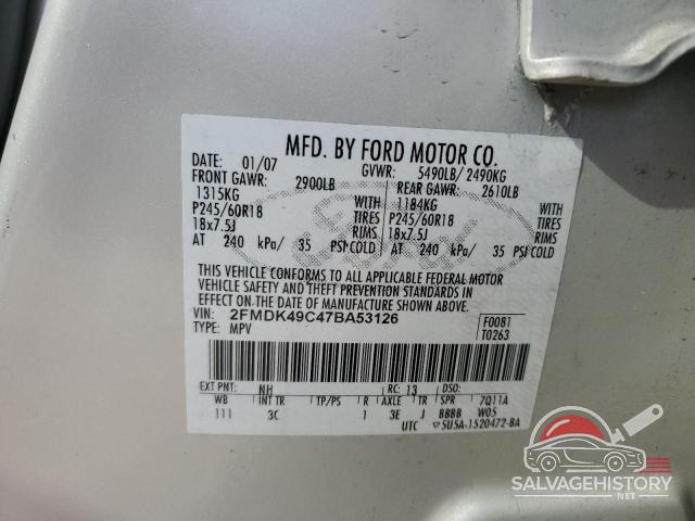 2FMDK49C47BA53126 2007 FORD EDGE photo no. 13