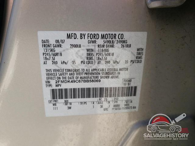 2FMDK49C67BB58069 2007 FORD EDGE photo no. 13