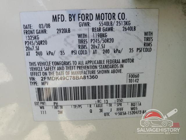 2FMDK49C78BA81360 2008 FORD EDGE photo no. 13