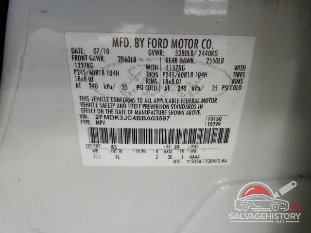 2FMDK3JC4BBA03597 2011 FORD EDGE photo no. 13