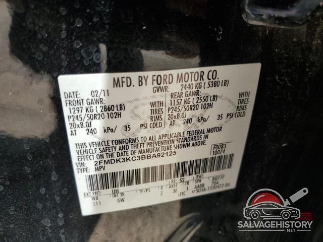 2FMDK3KC3BBA92125 2011 FORD EDGE photo no. 13