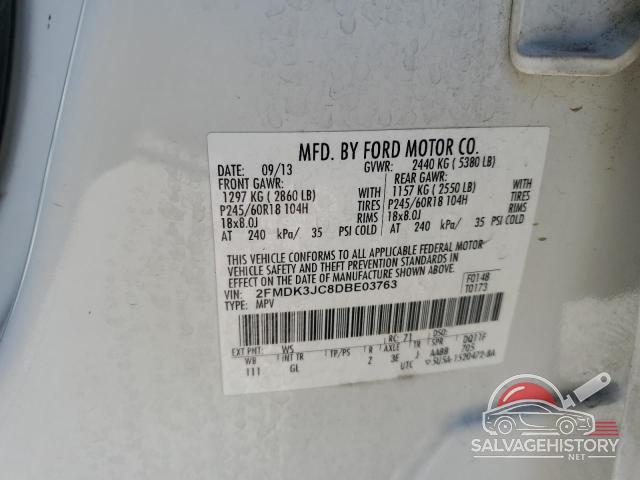 2FMDK3JC8DBE03763 2013 FORD EDGE photo no. 12