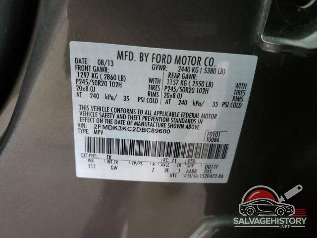 2FMDK3KC2DBC89600 2013 FORD EDGE photo no. 13