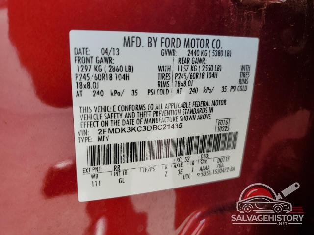 2FMDK3KC3DBC21435 2013 FORD EDGE photo no. 13