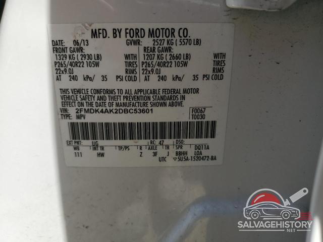 2FMDK4AK2DBC53601 2013 FORD EDGE photo no. 12