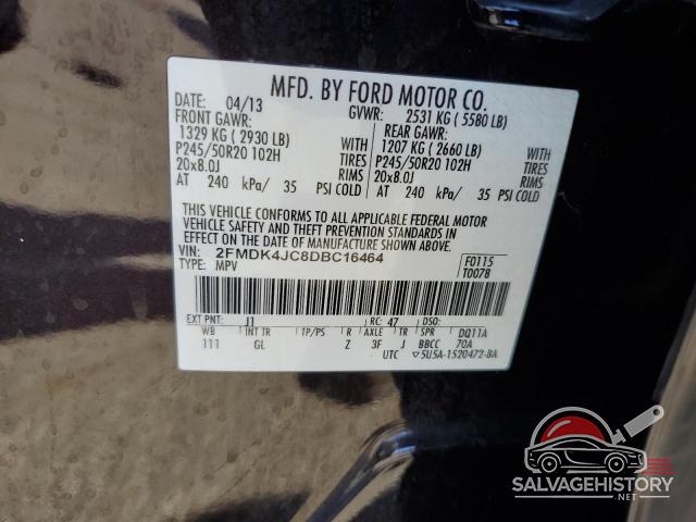 2FMDK4JC8DBC16464 2013 FORD EDGE photo no. 13