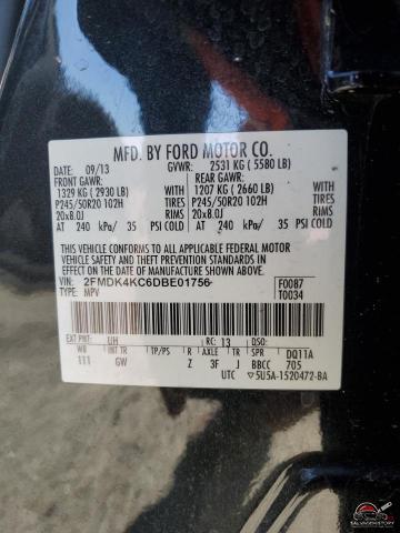 2FMDK4KC6DBE01756 2013 FORD EDGE photo no. 13