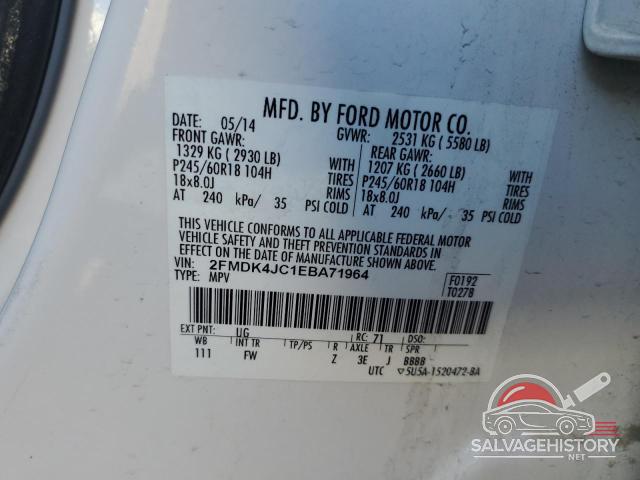 2FMDK4JC1EBA71964 2014 FORD EDGE photo no. 12