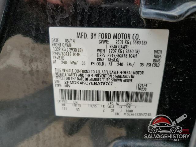 2FMDK4KC7EBA78707 2014 FORD EDGE photo no. 14