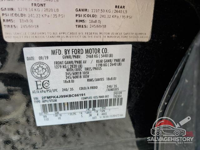 2FMPK4J99KBC66191 2019 FORD EDGE photo no. 13