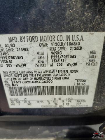 1FMYU02BX3KC36200 2003 FORD ESCAPE photo no. 13
