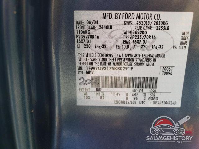 1FMYU93175KB02919 2005 FORD ESCAPE photo no. 13