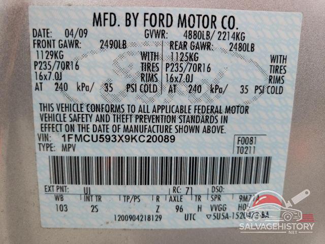 1FMCU593X9KC20089 2009 FORD ESCAPE photo no. 13