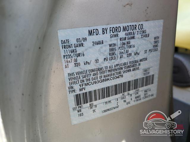 1FMCU93G59KC03476 2009 FORD ESCAPE photo no. 13