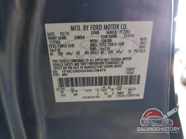 1FMCU9DGXAKC58475 2010 FORD ESCAPE photo no. 14