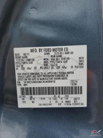 1FMCU9DG6CKA55912 2012 FORD ESCAPE photo no. 12