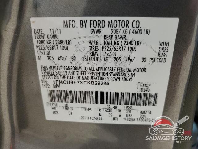 1FMCU9E7XCKB29685 2012 FORD ESCAPE photo no. 13