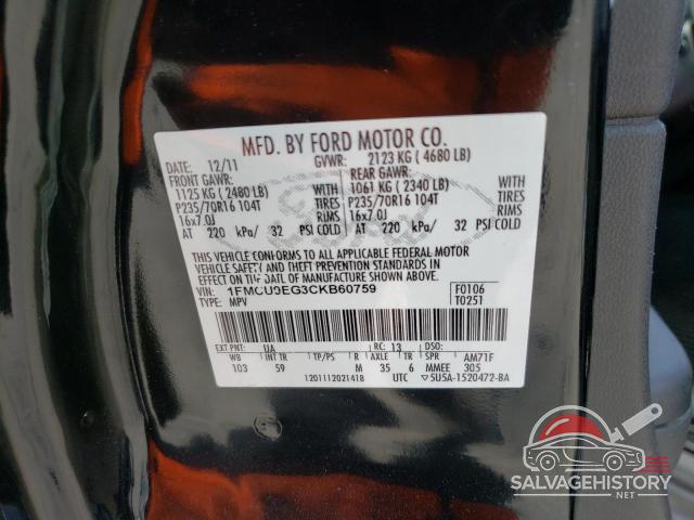 1FMCU9EG3CKB60759 2012 FORD ESCAPE photo no. 13