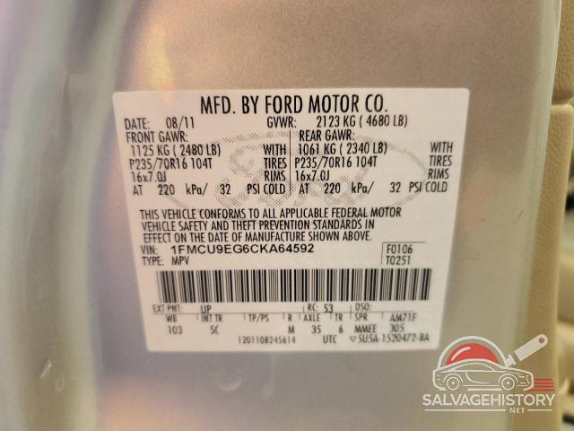 1FMCU9EG6CKA64592 2012 FORD ESCAPE photo no. 12