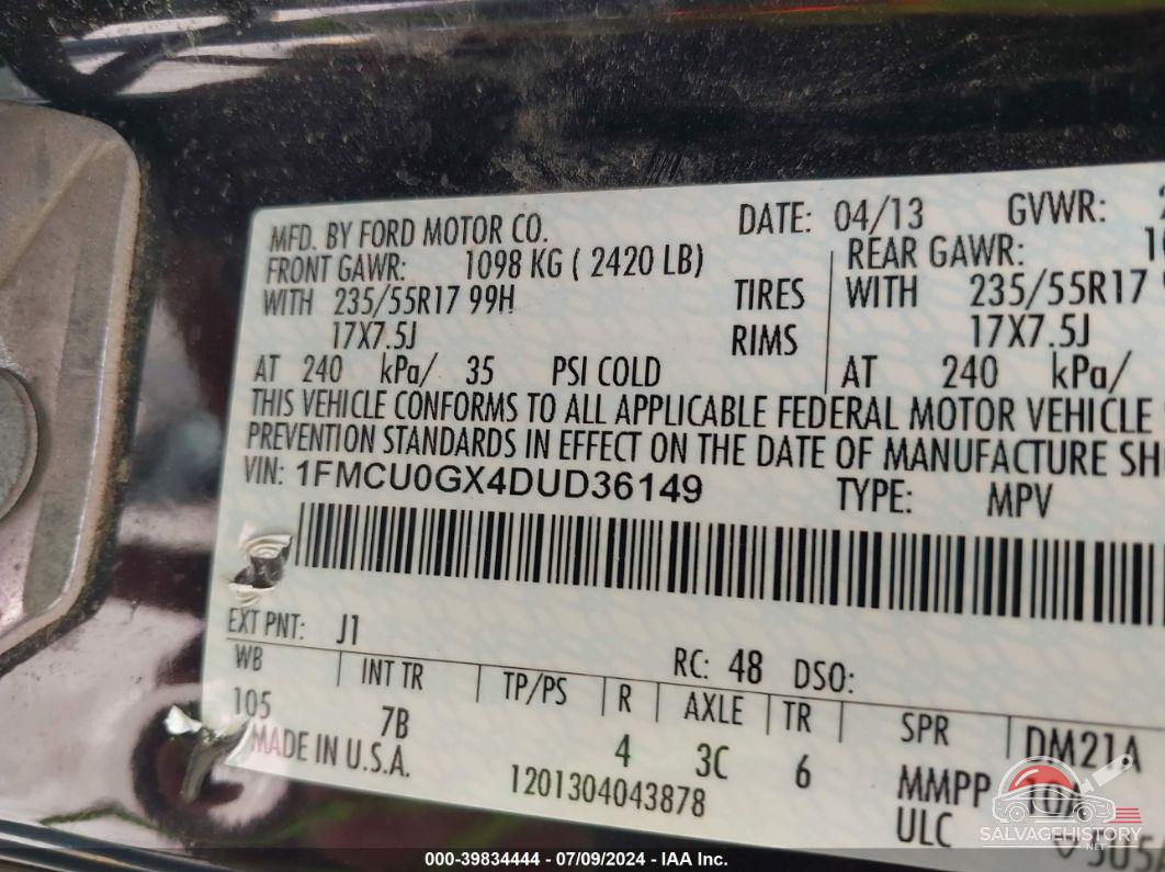 1FMCU0GX4DUD36149 2013 FORD ESCAPE photo no. 6