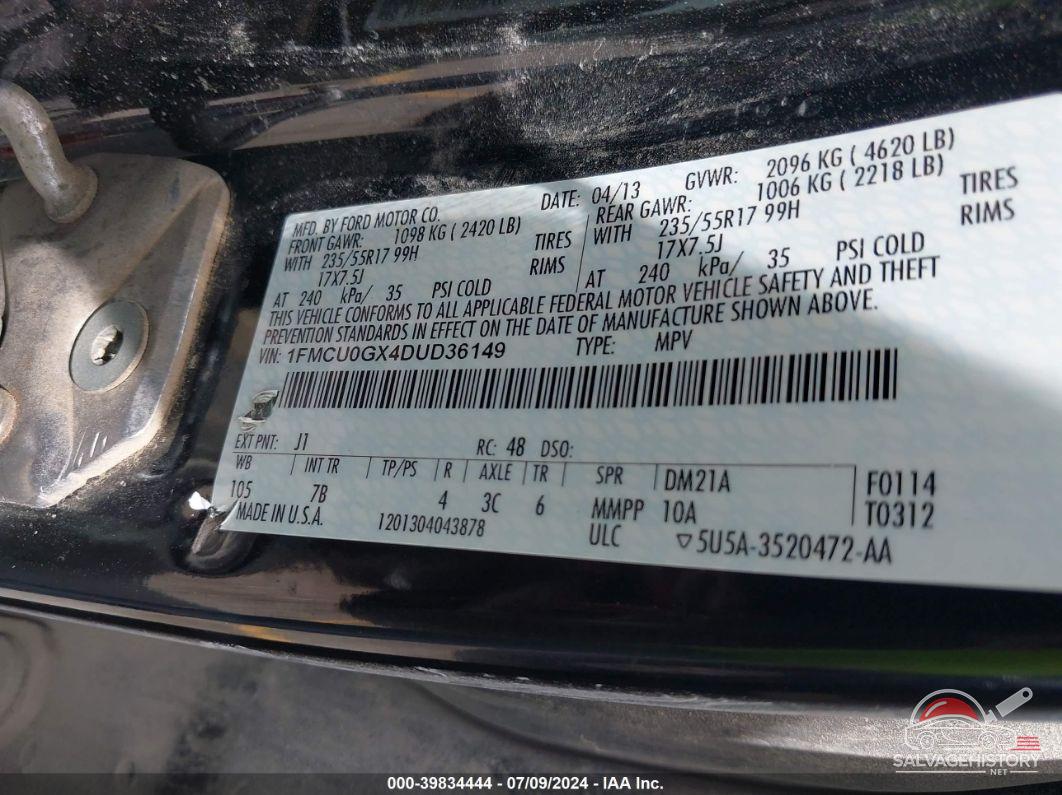 1FMCU0GX4DUD36149 2013 FORD ESCAPE photo no. 9