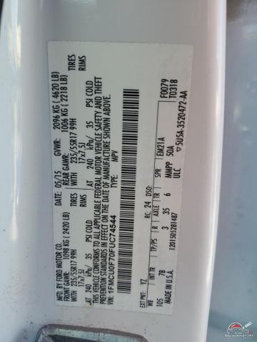 1FMCU0F70FUC74544 2015 FORD ESCAPE photo no. 12