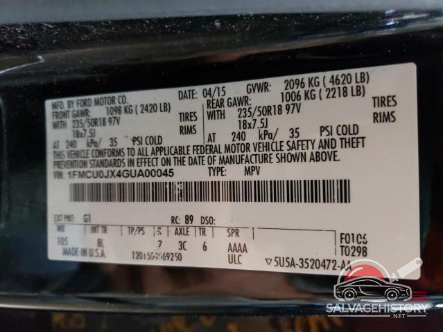 1FMCU0JX4GUA00045 2016 FORD ESCAPE photo no. 14