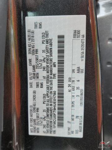 1FMCU0F79HUE01780 2017 FORD ESCAPE photo no. 14