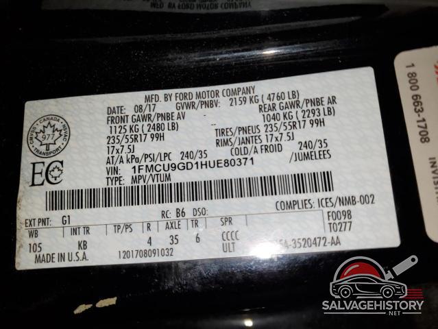 1FMCU9GD1HUE80371 2017 FORD ESCAPE photo no. 13
