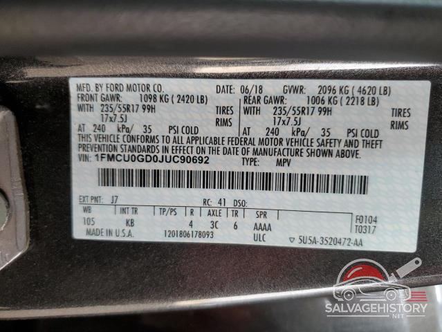 1FMCU0GD0JUC90692 2018 FORD ESCAPE photo no. 12