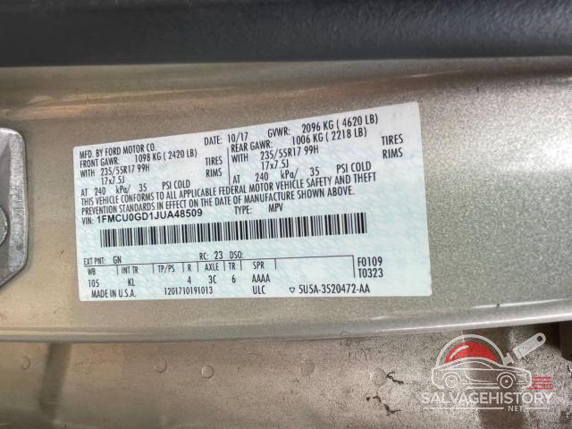 1FMCU0GD1JUA48509 2018 FORD ESCAPE photo no. 10